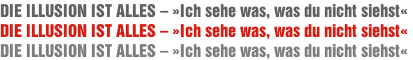 DIE ILLUSION IST ALLES – »Ich sehe was, was du nicht siehst«